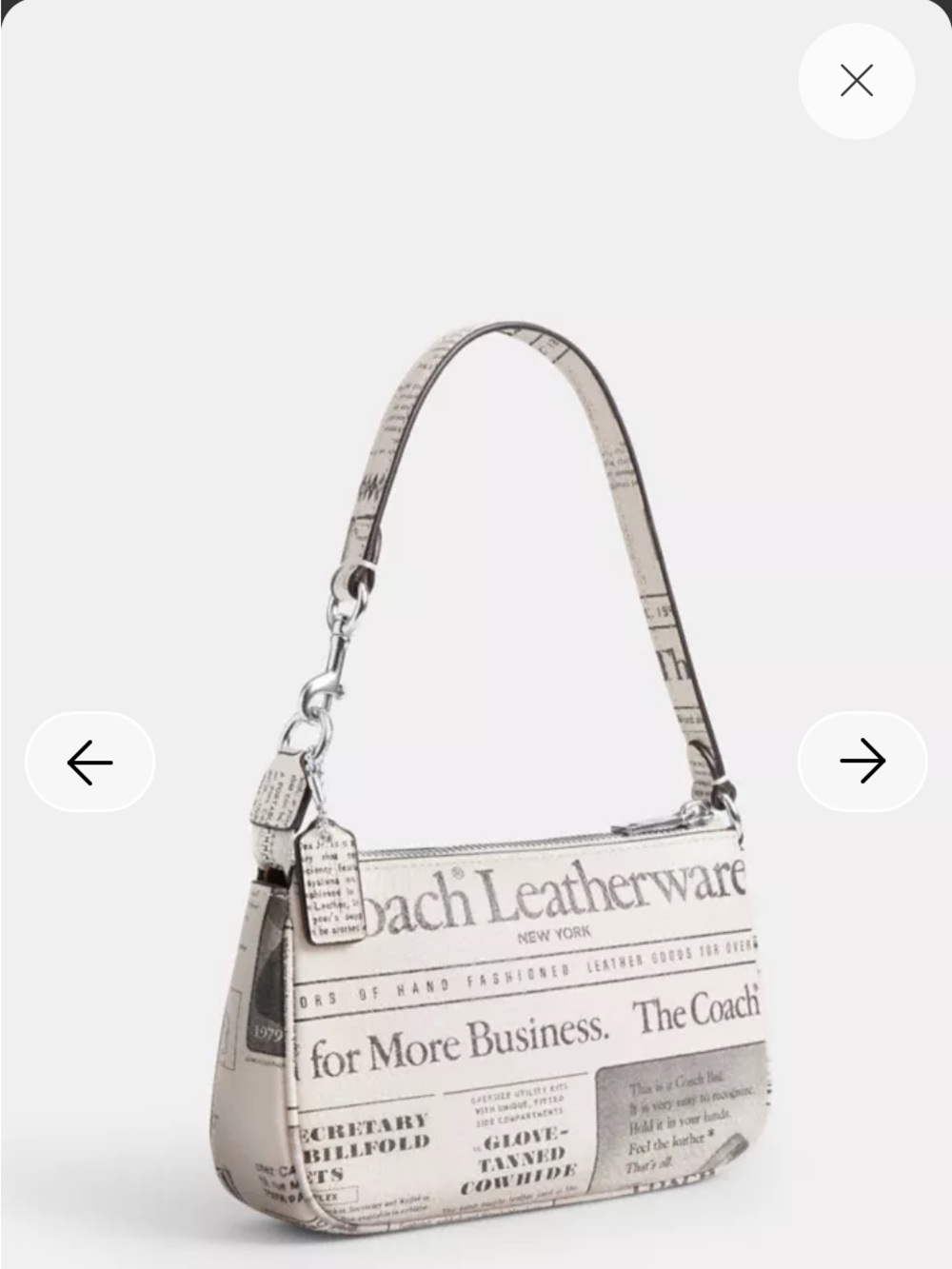 Coach NWT Mini Shoulder Bag in Cream and Black Newspaper Print - Picture 2 of 6